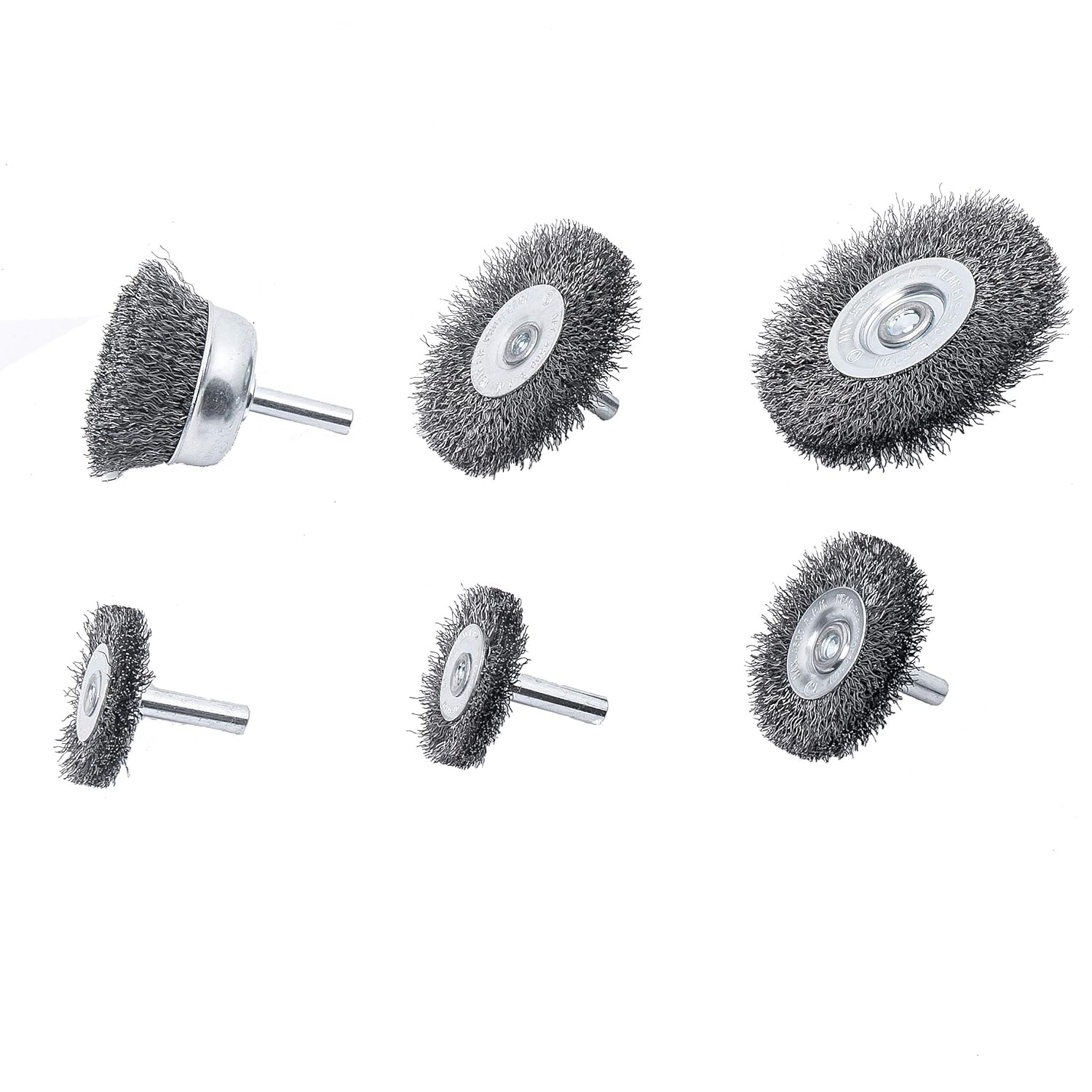 HOYIN 6Piece Wire Wheel Cup Brush Set| Coarse Crimped Carbon Steel|1/4In Round Shank|for Drill: Industrial & Scientific