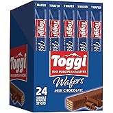 TOGGI Fine European Chocolate Wafers, Milk Chocolate, 0.88 oz, 24 Ct | Crispy light wafers, premium European milk chocolate, made in Europe, vegetarian-friendly indulgent treat