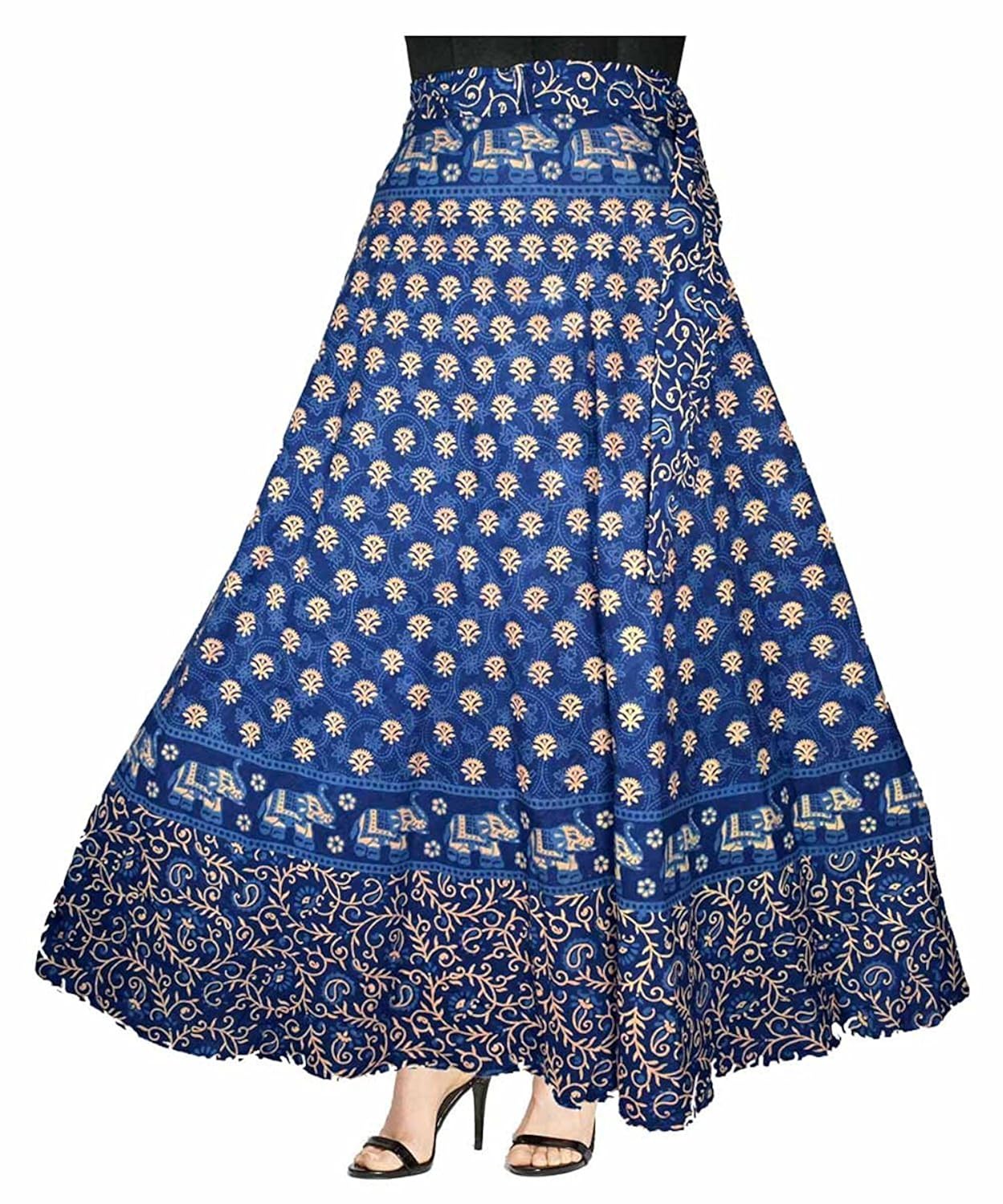 eshopitude 3pcs combo jaipuri cotton wrap around skirts with beautiful earring