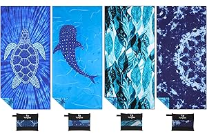 YONGOES 4 Pack Microfiber Lightweight Thin Beach Towel Sand Free Quick Dry Super Absorbent Large Towels for Swimming Pool Yoga Gym Travel Vacation Beach Accessories Essentials for Adults