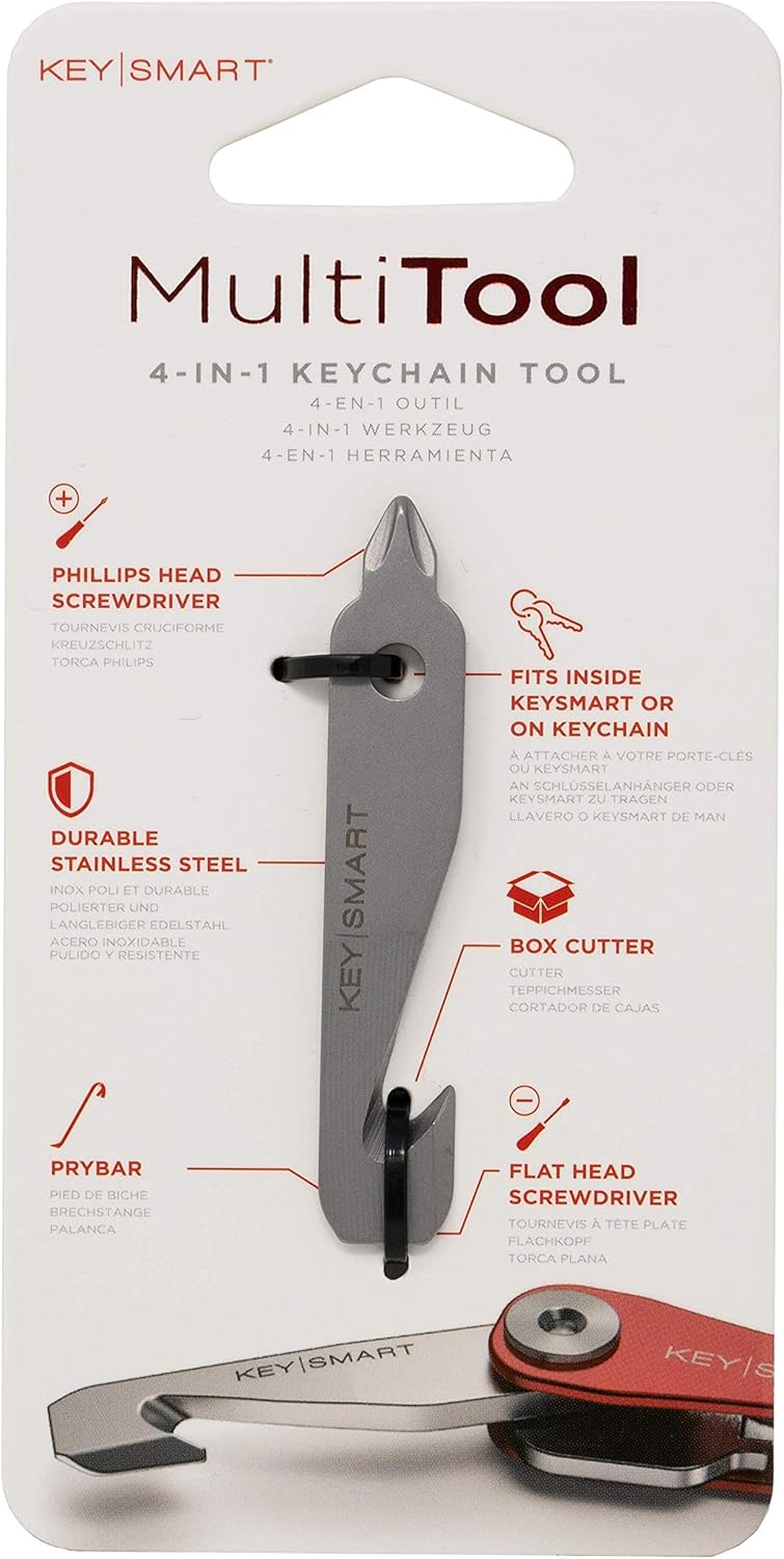 KeySmart Multitool 5in1 MultiPurpose Keychain Tool with Box Cutter, Pry Bar, Phillips and