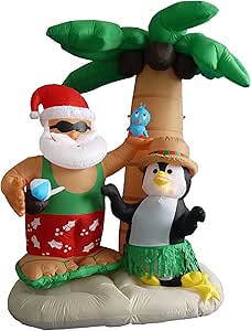 7 Foot Inflatable Santa Claus Penguin On An Island W Palm Tree Garden Outdoor Amazon Com
