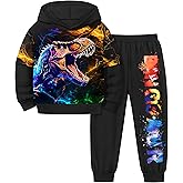 TyeSmo Toddler Boy Clothes Dinosaur Print Hoodies Long Sleeve Toddler Clothes for Boys Tie-Dye T-Rex Sweatpants Outfits 3-7Y