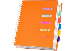 YOMENT 5 Subject Notebook 8.5 x 11 Large Spiral Notebook with Dividers 240 Pages Office Notebooks for Work Multi Subject Notebook with 5 Tabs Professional Organizer Notebooks for Note Taking School, Orange