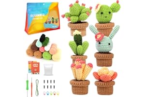 WenmthG Crochet Kit for Beginners, Crochet Starter Kit with Step-by-Step Video Tutorials, Learn to Crochet Kit for Adults and Kids, Crochet Animal Kits with Crochet Yarn, 6 Pack Bonsai