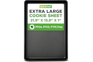 NutriChef Full Size Cookie Sheet - Nonstick Carbon Steel Extra Large Baking Tray for Easy Food Release, Durable and Reliable 