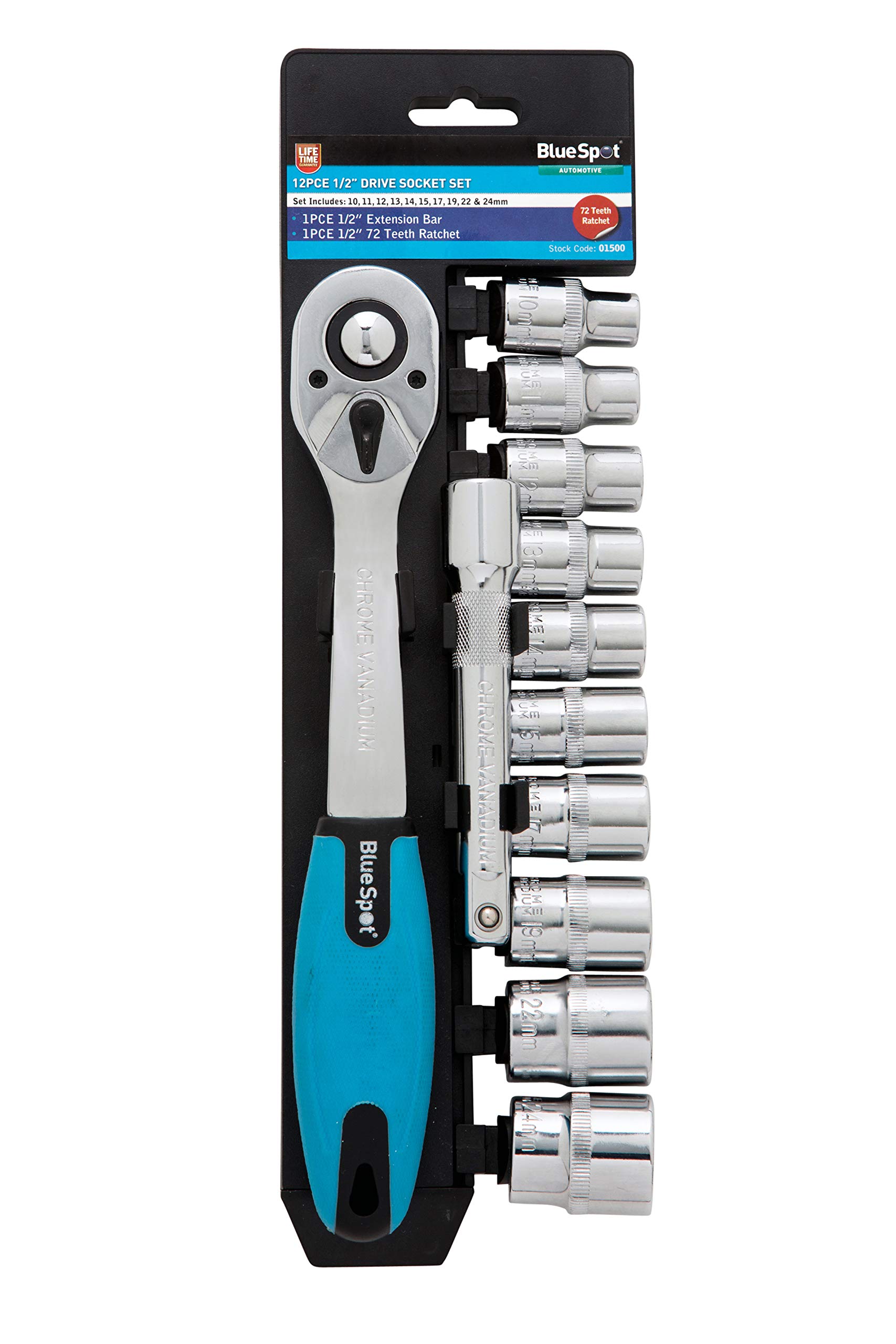 Blue Spot Tools 12 PCE 1/2" Ratchet & Socket Set