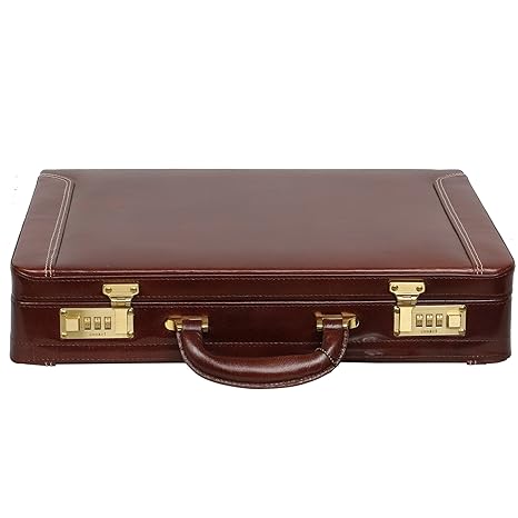 OBANI Genuine Leather Expandable Briefcase Brown