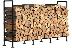 LIANTRAL 4ft Outdoor Firewood Rack, Heavy Duty Logs Stand Stacker for Outdoor Indoor Fireplace Wood Storage, Pipe Fire Wood H