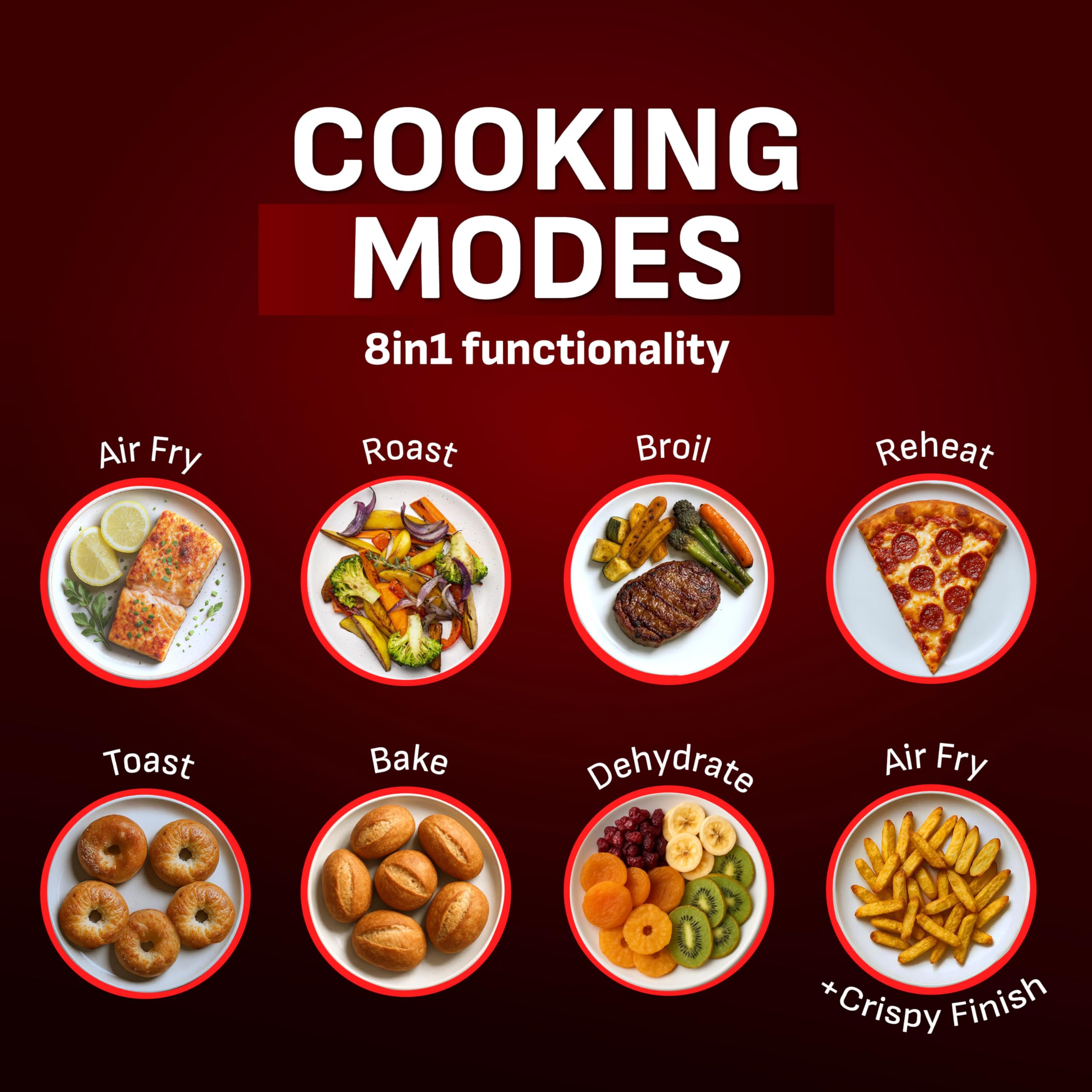T-fal Freidora de aire por infrarrojos, 2 veces más rápida que el calentamiento tradicional*, Combo de deshidratador de freidora de aire grande, 8 funciones de cocción, ventana con luz, tecnología sin vibración, Apta para lavavajillas, 1800 W, negra