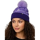Funky Junque Women’s Puffer Beanie – Stylish Fleece Lined Waterproof Winter Hat with Faux Fur Pom Pom, Trendy Cozy Accessory