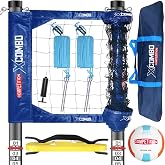 Professional Volleyball Net Set Outdoor Heavy Duty for Backyard Portable | Weather Resistant Aluminum Poles, Regulation 32 ft, 3 Official Height 8', 7' 8", 7' 4", Anti-Sag, Carry Bag