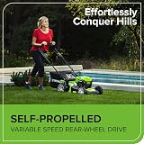 Greenworks 48V Self Propelled Lawnmower 46cm 55L Bag 4Ah Batteries Twin Charger view 7