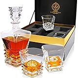 MAKETH THE MAN Genuine Lead-Free Crystal Decanters For Alcohol. 27oz Whiskey Decanter & Glass Set For Men. Perfect for Scotch