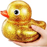 Honoson 6.89 Inch Large Rubber Duck Glitter Giant Rubber Duck, Gold | Big Sparkly Bath Toy for Summer, Birthday Party Favor Gift