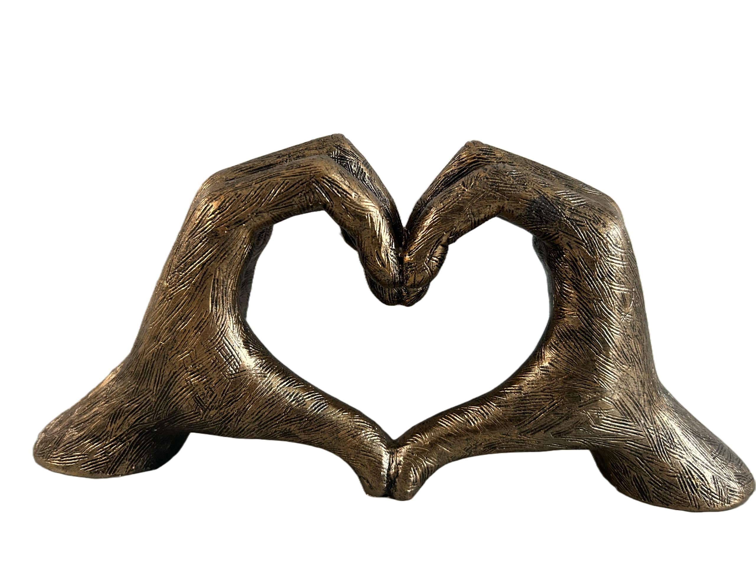 Hands Love Gesture Sculpture Antique-Silver Gold Bronze Colour Life-Size 26cm/10'' Expression of Appreciation & LoveValentine's Day I appreciate you I love you Wedding Present (Antique-Gold)