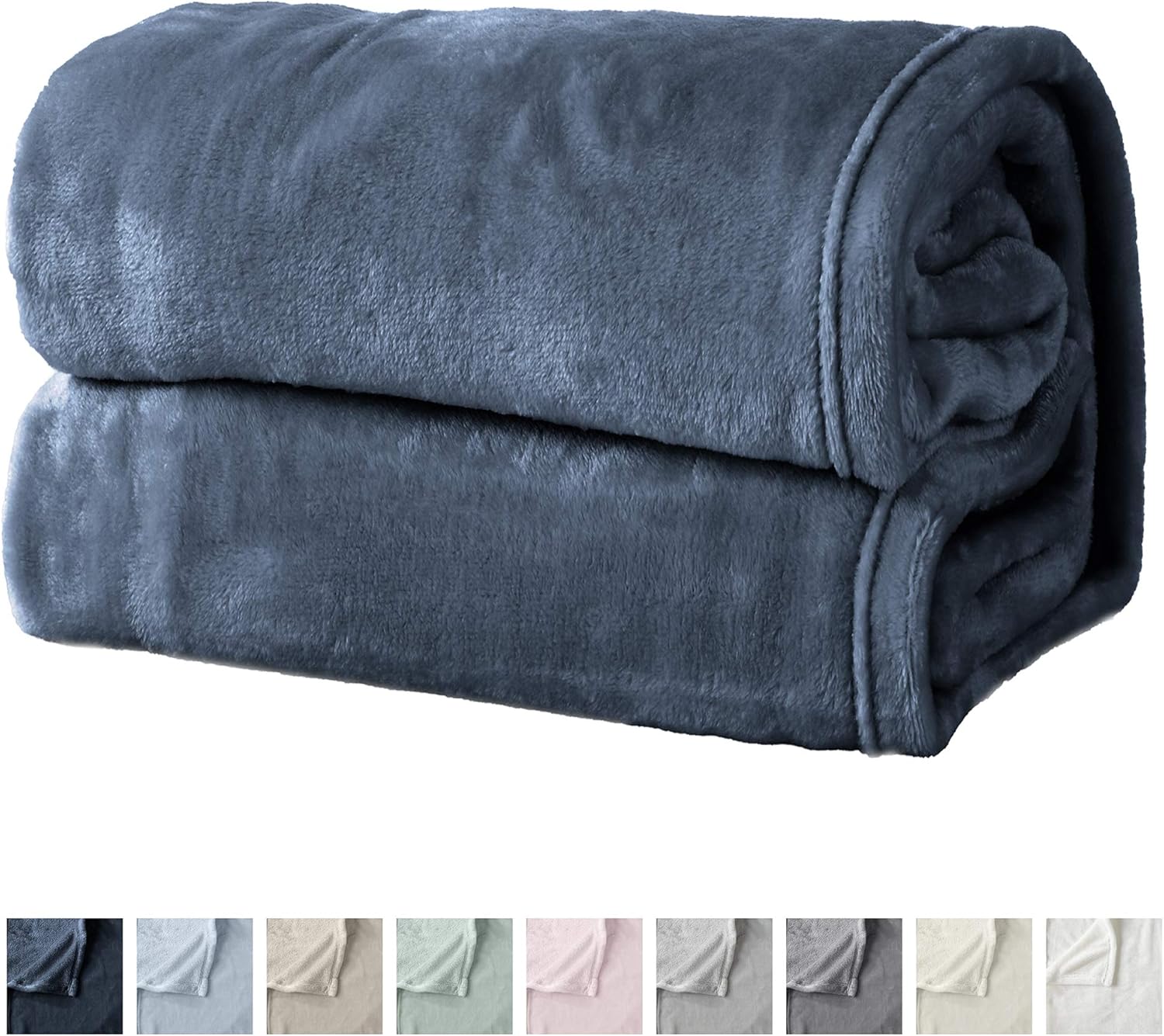 Luxury Velvet Ultra Plush Solid All-Seasons Soft Fleece Bed Blanket. Lightweight, Cozy and Warm. Avianna Collection (Twin, Dark Denim): Kitchen & Dining