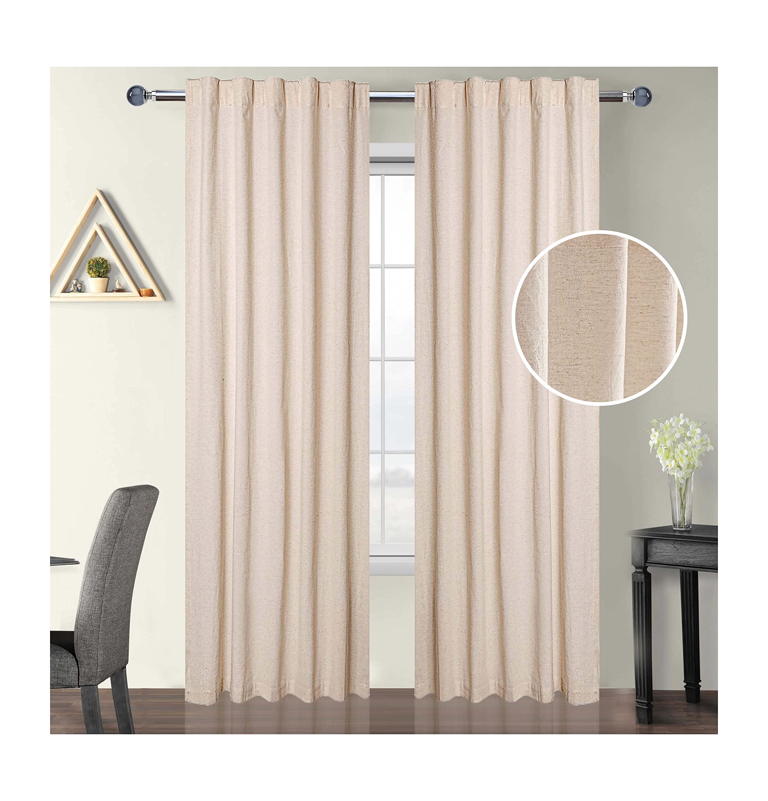 Linen Clubs Cotton Linen Tab Top Curtain Panel 50x72 Natural 2 Pack