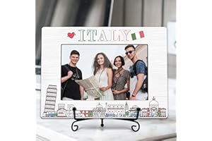 Gsauto Italy Travel Picture Frame, Honeymoon Vacation Gifts Photo Frames with Iron Stand for Home Office Indoor Table Shelf D