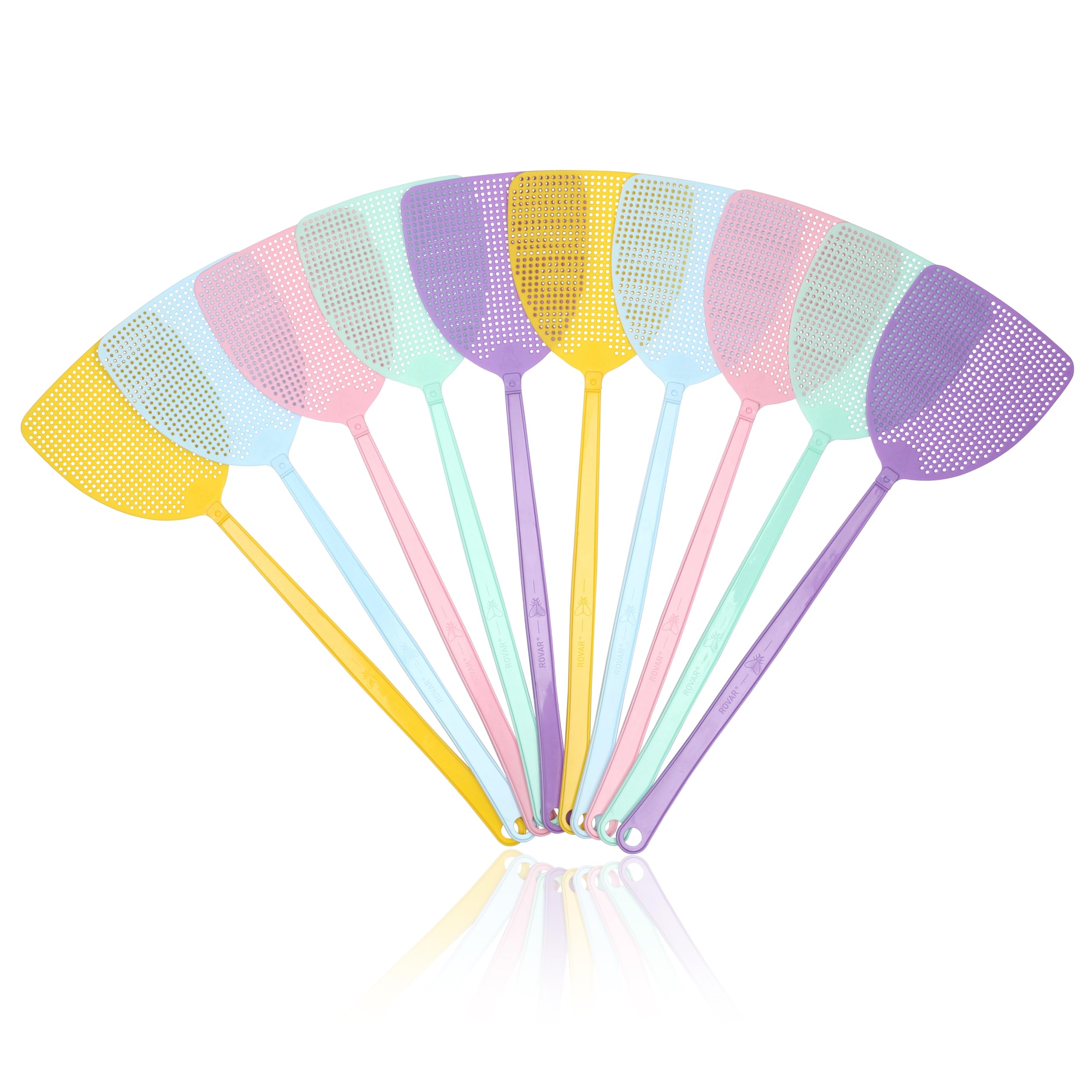 Rovar Fly Swatter Fly Protection, Mosquito Repellent Pack of 10 for Flies, Mosquitoes and Insects, 44 x 12.5 cm, Assorted Colours