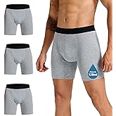 Mens 120ml Absorbent Incontinence Underwear Washable, Reusable Leak Proof Briefs for Adults, 3 Pack Protective & Anti-Odor Boxers, Grey, L