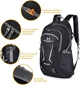 Loocower 45L Lightweight Foldable Backpack Black 45L Daypack Hiking view 4