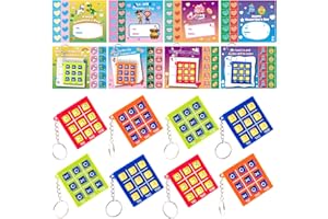 OLEFUN Valentine's Day Cards for Kids School, 24 Pack Valentine Cards with Tic-Tac-Toe Keychain, Valentine Party Favors for Boys & Girls, Kids Exchange Cards for School Classroom, Ideal Valentine Gifts