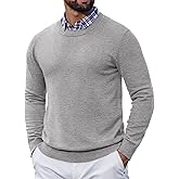 COOFANDY Sweaters for Men Wool Sweater Cable Knit Sweater Fall Fitted Sweater Pullover Light Gray