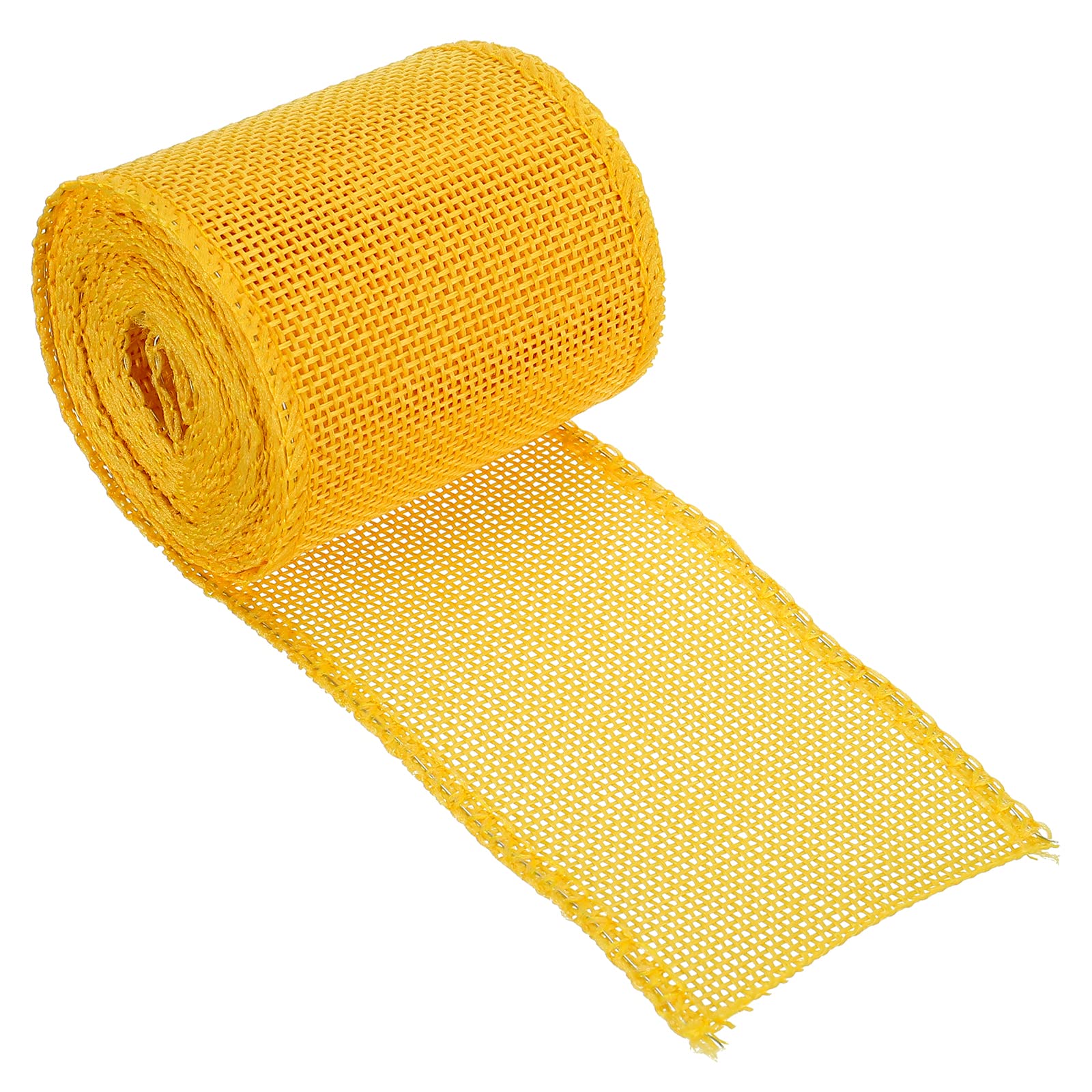 PATIKIL 2.36 Inch Wide 3.28 Yards Burlap Fabric Ribbon, 1 Pack Wired Jute Crafts Roll for Party Home DIY Wrapping Decoration Yellow