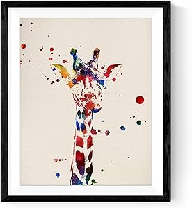 Nacnic Prints Giraffe Baby Animals - Set of 1-250g Paper - Beautiful Poster Painting for Home Office Living Room