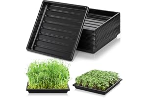 Tlence 10 Pack Plastic Growing Trays, 10.6"x10.6" Garden Plant Growing Flats, Propagation Seedling Tray Without Drain Holes, Microgreens Seed Starter Tray for Greenhouse Wheatgrass Germination