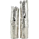 CosmoLiving by Cosmopolitan Aluminum Metal Decorative Vase Tree Trunk Inspired Centerpiece Vases, Set of 2 Flower Vases for H