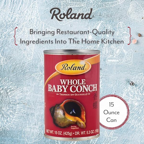 ROLAND FOODS WHOLE BABY CONCH IN WATER, SPECIALTY IMPORTED FOOD, 15-OUNCE CAN