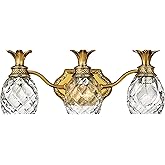 Hinkley Plantation Tropical Three Light Bathroom Vanity Fixture, Burnished Brass