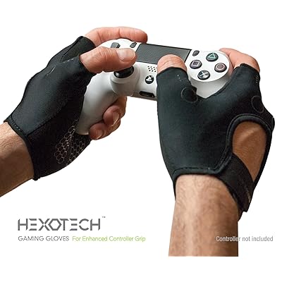 Foamy Lizard Gaming Gloves with Grip Hexotech Pro Gamer Anti-Sweat Fingerless Tactical Controller Gloves for Grip Perfect for Xbox One Playstation 4 Switch (2 Glove Set)