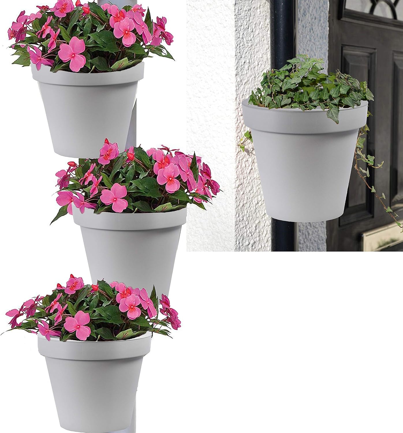 Drain Pipe Flower Pot Holder Sturdy Lightweight Garden Flower Pot, 3 KG Capacity (4 x Pipe