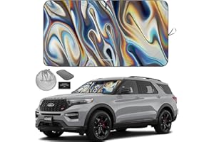 Autoamerics 1-Piece Windshield Sun Shade - Chrome Liquid Foldable Car Front Window Sunshade for Cars SUV Truck - Heat Blocker Visor Protector Blocks Max UV Rays and Keeps Your Vehicle Cool - Medium