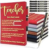 Chuangdi 6 Sets Teacher Appreciation Gifts Bulk Teacher Graduation Notebook Hardcover A5 Leather Journal with Metal Buckle Ballpoint Pen Thank You Inspiration Gift for Sunday School Employee Coworker