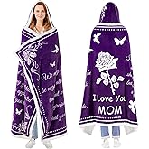 Mothers Day Gifts for Mom, Wearable Hoodie Blanket for Birthday Gift, Mom blanket Gifts from Daughter, Son, Husband, Sherpa Fleece Mother Blankets, Soft, Wife, Mama, purple