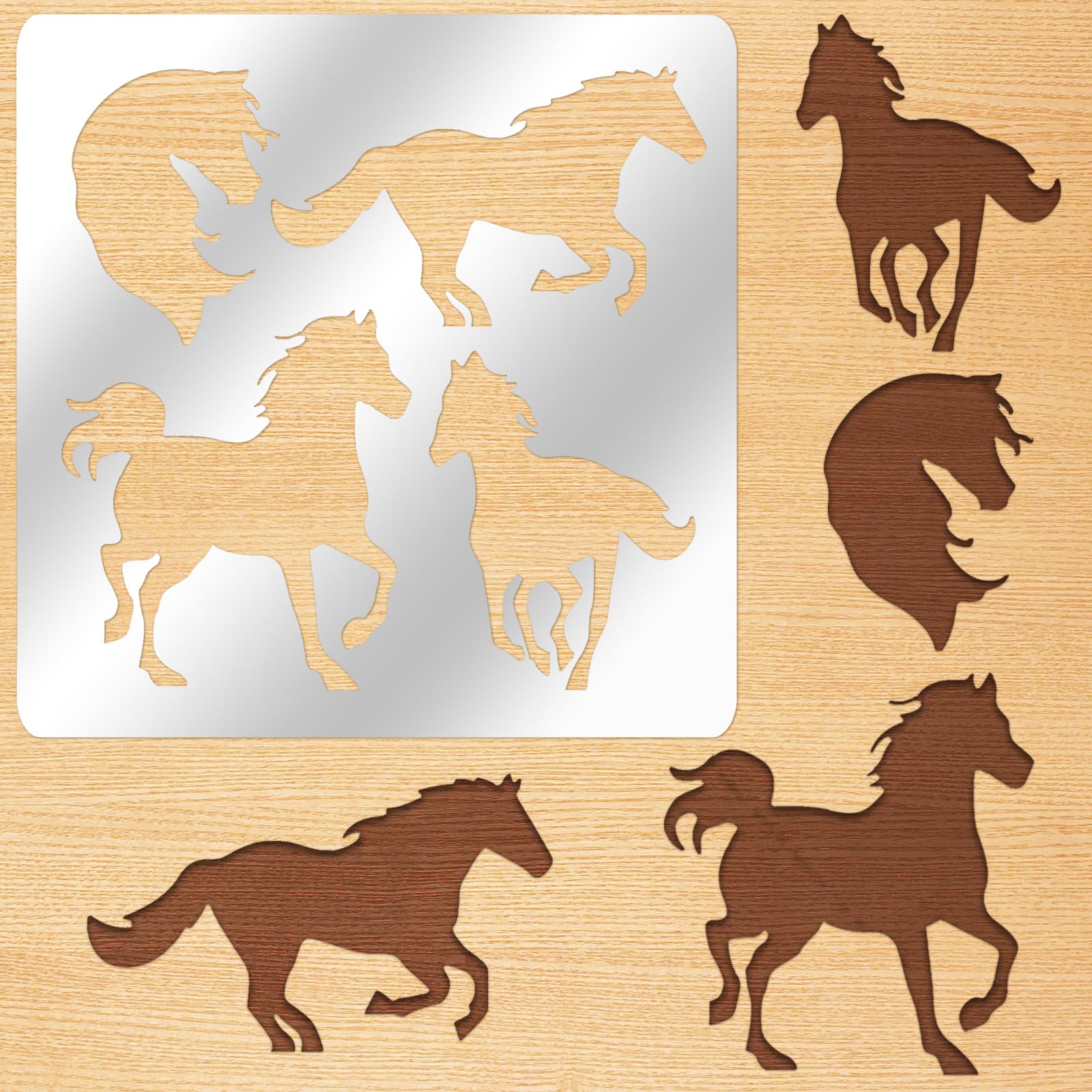 ORIGACH 15.6 CM Horse Metal Stencil Template Stainless Steel Reusable Painting Stencils Wood Burning Stencils for Scrapbooking, Wood Carving, Pyrography, Engraving