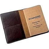 MILITARIA STUFFS Handmade Vintage Leather Journal Cover for Field Notes - Notebook Cover for Field Notes &amp; Moleskine Cahier Compatible - 3.5x5.5 Refillable Travel Notebooks