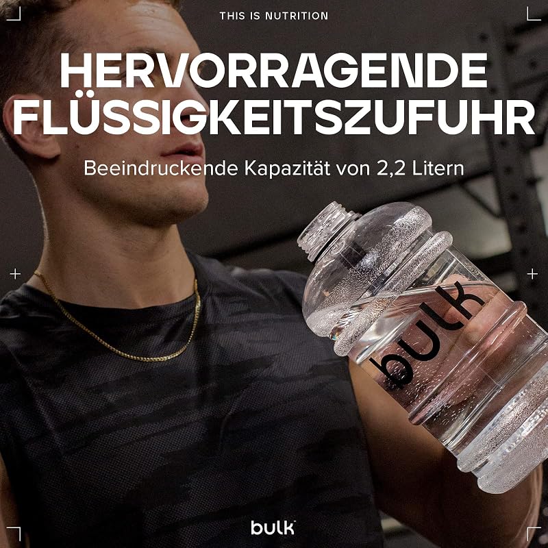 Half Gallon Wasserflasche, Sport Trinkflasche, Klar, 2.2 Liter