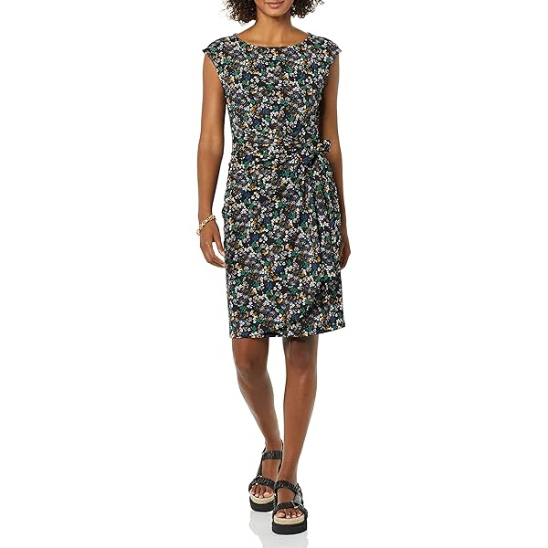Amazon.com: Amazon Essentials Women's Classic Cap Sleeve Wrap Dress with V  Neck (Available in Plus Size), Black, X-Small : Clothing, Shoes & Jewelry