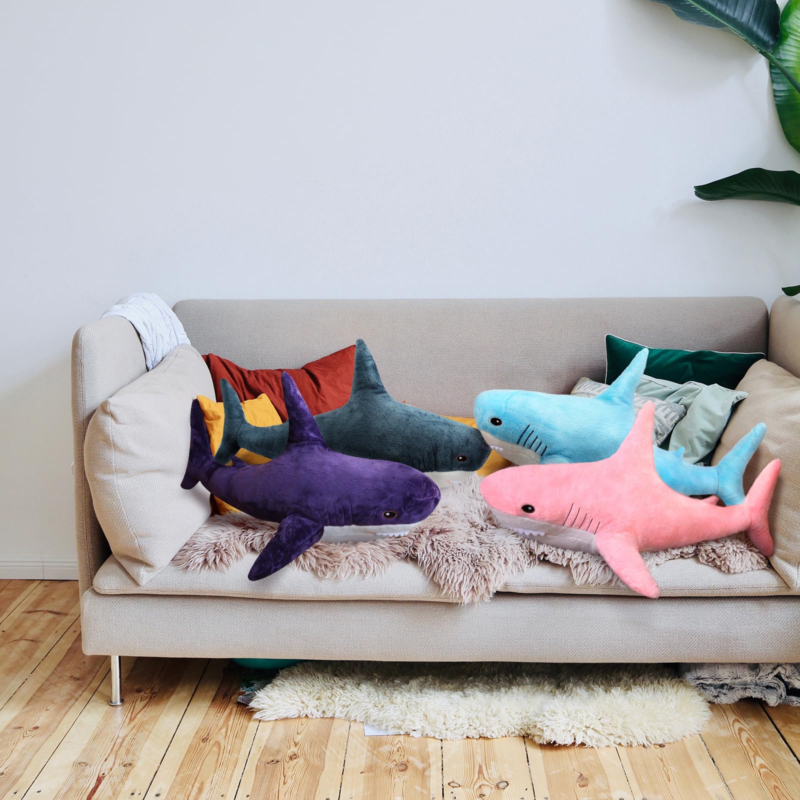 MUPI Shark Plush 23“ Shark Stuffed Animals Pillow-Blanket 2 in1, Cute Sharks Toy Plush Stuffed Ocean Sea Animal Plushies Gifts for Boys Girls Kids Adults, Pink