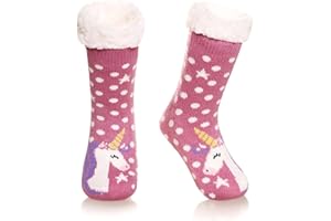EYEAN Kids Fuzzy Slipper Socks Warm Soft Winter Fleece Lined Plush Children Boys Girls Non Slip Home Socks