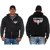 JH Design Men's Chevy Camaro Zip Up Hoodie Sweatshirt Black & Charcoal Sm to 3x