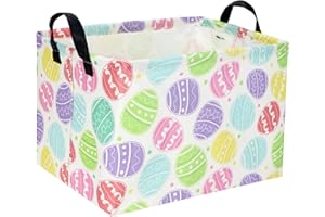 DDBASKET Easter Basket for Kids Gift Easter Basket Empty Baby Easter Basket for Boys and Girls Rectangular Toy Storage Basket Organizer Bin Box Cute Easter Egg Room Decor for Home(Easter Eggs)