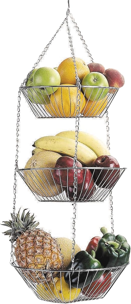 Kitchencraft Tiered Metal Hanging Storage Baskets For Fruit And