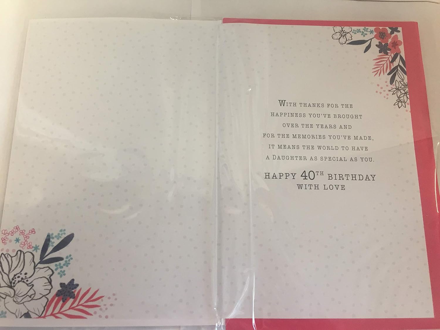 With Love Daughter On Your 40th Birthday Card Age 40 40th Forty White/Pink/Black/Silver Flowers/Spots/Words 3D/Glitter/Foil Detail(PRELUDE45652) - Image 3