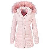 Chrisuno Women's Warm Winter Coat Velvet Puffer Jacket Quilted Faux Fur Hood